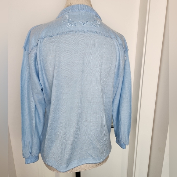 90s Pastel Blue Embroidered Jumper - Picture 4 of 13